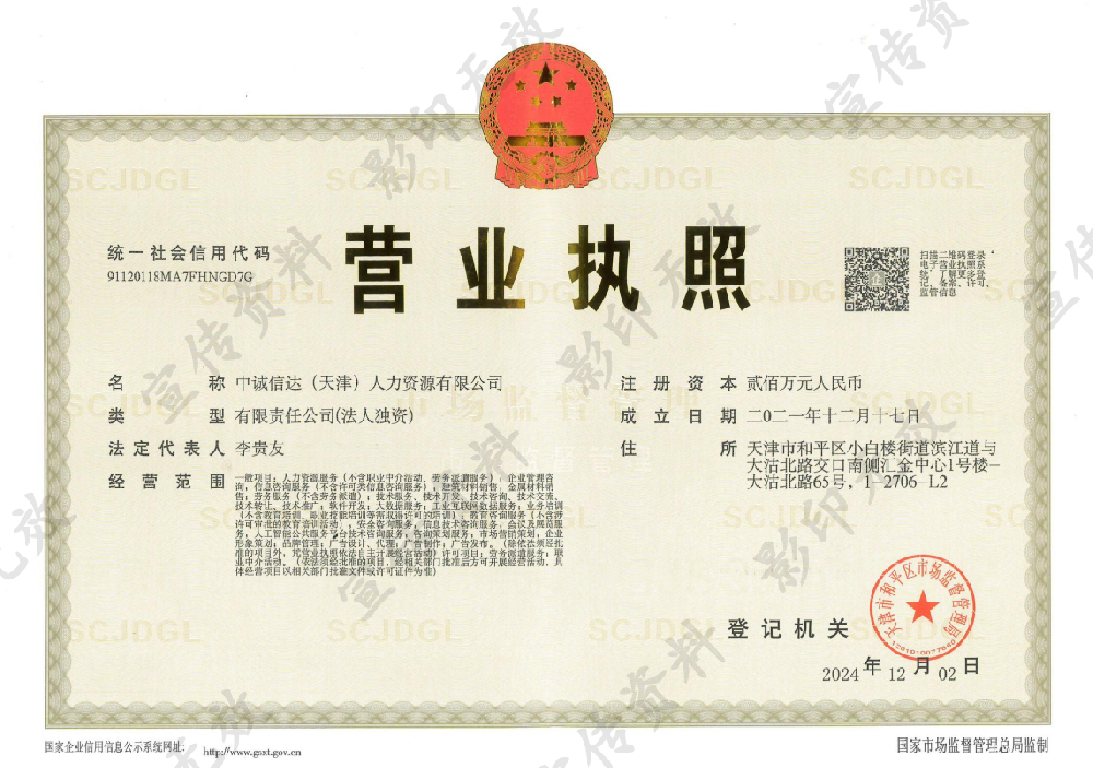 中誠信達(dá)(天津)人力資源有限公司